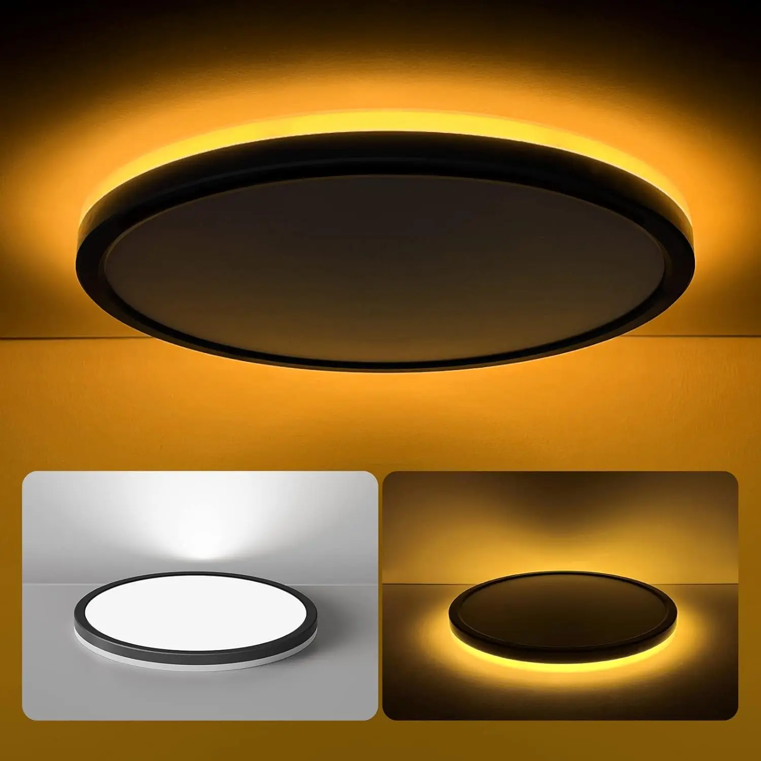 12" LED Flush Mount Ceiling Light with Night Light, 24W 2400LM 3CCT Dimmable, Black
12" LED Flush Mount Ceiling Light with Night Light, 24W 2400LM 3CCT Dimmable, Black