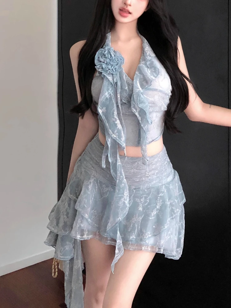Holiday Sweet Hottie Sexy Women's Summer 2 Piece Set Ruffle Halter Tops + Irregular Mini Skirt New Fashion Female Clothes 2025
Holiday Sweet Hottie Sexy Women's Summer 2 Piece Set Ruffle Halter Tops + Irregular Mini Skirt New Fashion Female Clothes 2025