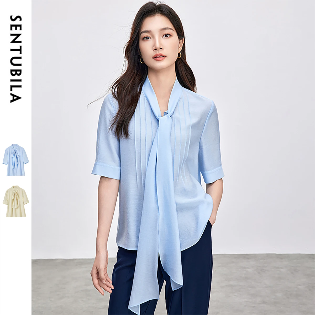 SENTUBILA Chiffon Women's Blouse Summer 2025 New Loose Fit Folds Lace Up Neck Female Elegant Short Sleeve Shirts 152V80037
SENTUBILA Chiffon Women's Blouse Summer 2025 New Loose Fit Folds Lace Up Neck Female Elegant Short Sleeve Shirts 152V80037