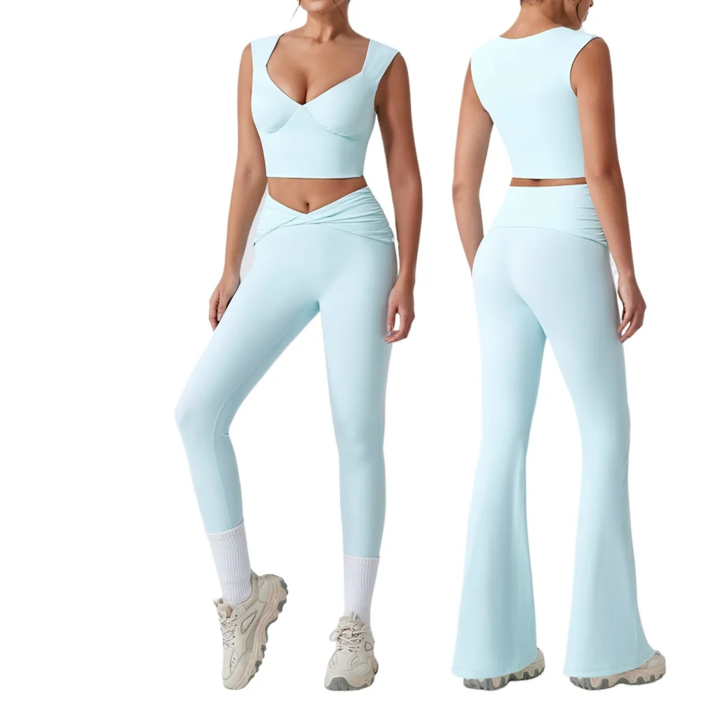 2-piece Yoga Suit Women's Tight Vest Quick Dry Twist High Waist Flared Pants Casual Fitness Running Suit
2-piece Yoga Suit Women's Tight Vest Quick Dry Twist High Waist Flared Pants Casual Fitness Running Suit