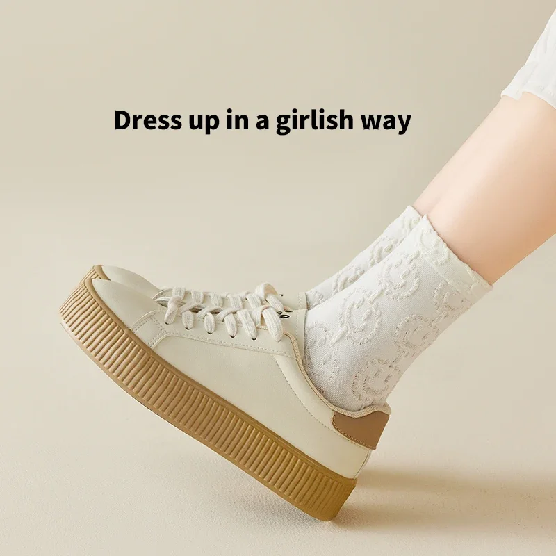 5 Pairs Color Solid Beige Women Mid-calf Socks Twisted Knit Design Trendy Casual Cotton Combed Comfortable Soft Female Half Sock
5 Pairs Color Solid Beige Women Mid-calf Socks Twisted Knit Design Trendy Casual Cotton Combed Comfortable Soft Female Half Sock