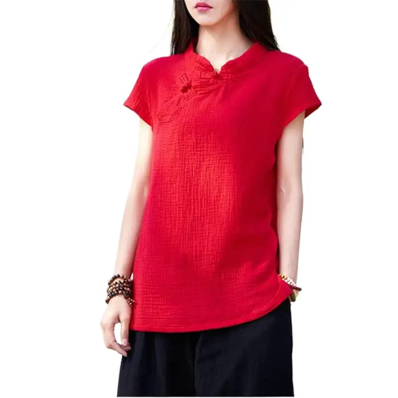 Female Cotton Linen Blouse Short Sleeves Shirt 2025 Chinese Style Brand T-Shirt Ladies Clothing Black Rose White Red Ropa Mujer
Female Cotton Linen Blouse Short Sleeves Shirt 2025 Chinese Style Brand T-Shirt Ladies Clothing Black Rose White Red Ropa Mujer