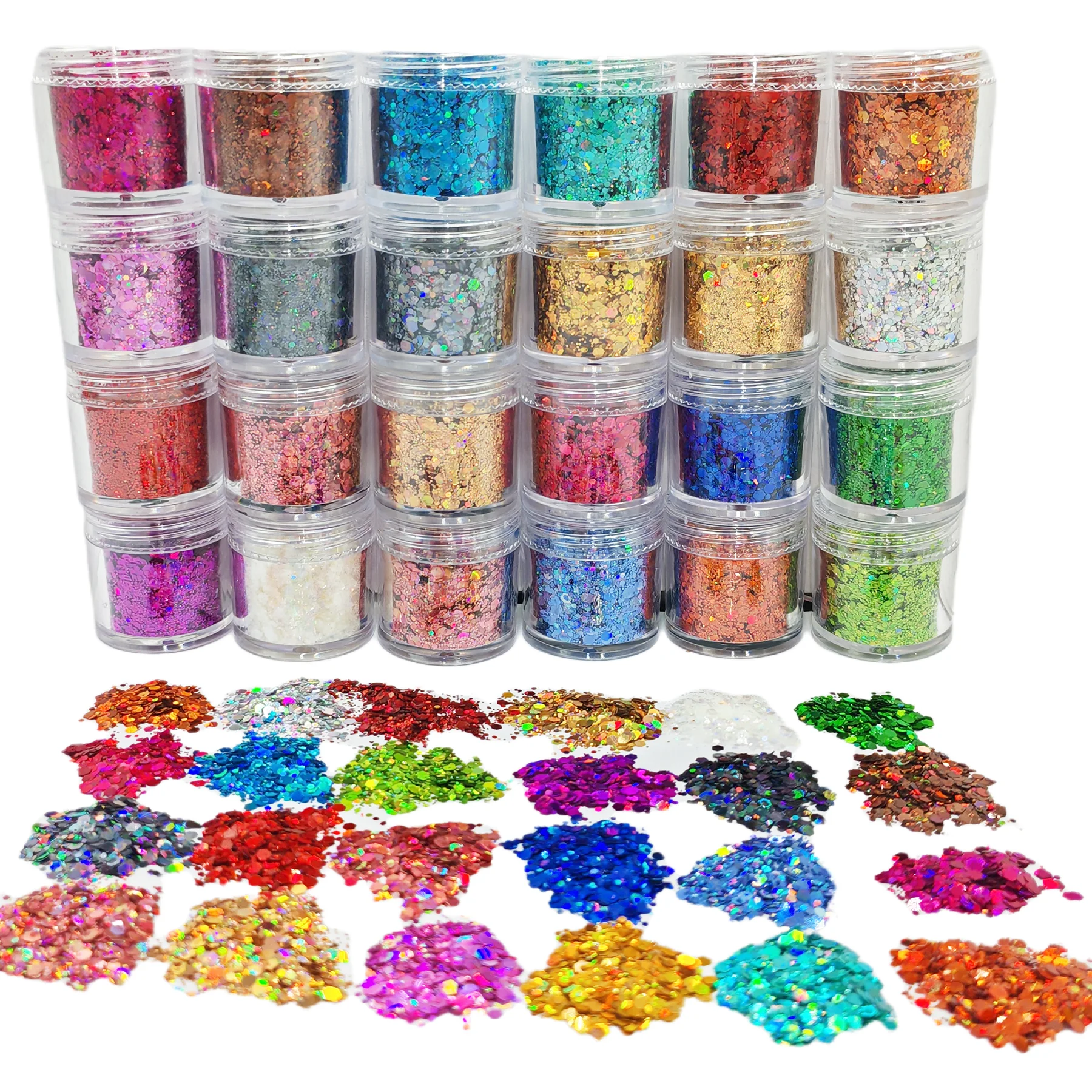 24Color Holographic Iridescent Chunky Hexagon Laser Glitter Mix DIY Sequins for Nail Art Face Festival Slime Tumbler Decoration
24Color Holographic Iridescent Chunky Hexagon Laser Glitter Mix DIY Sequins for Nail Art Face Festival Slime Tumbler Decoration