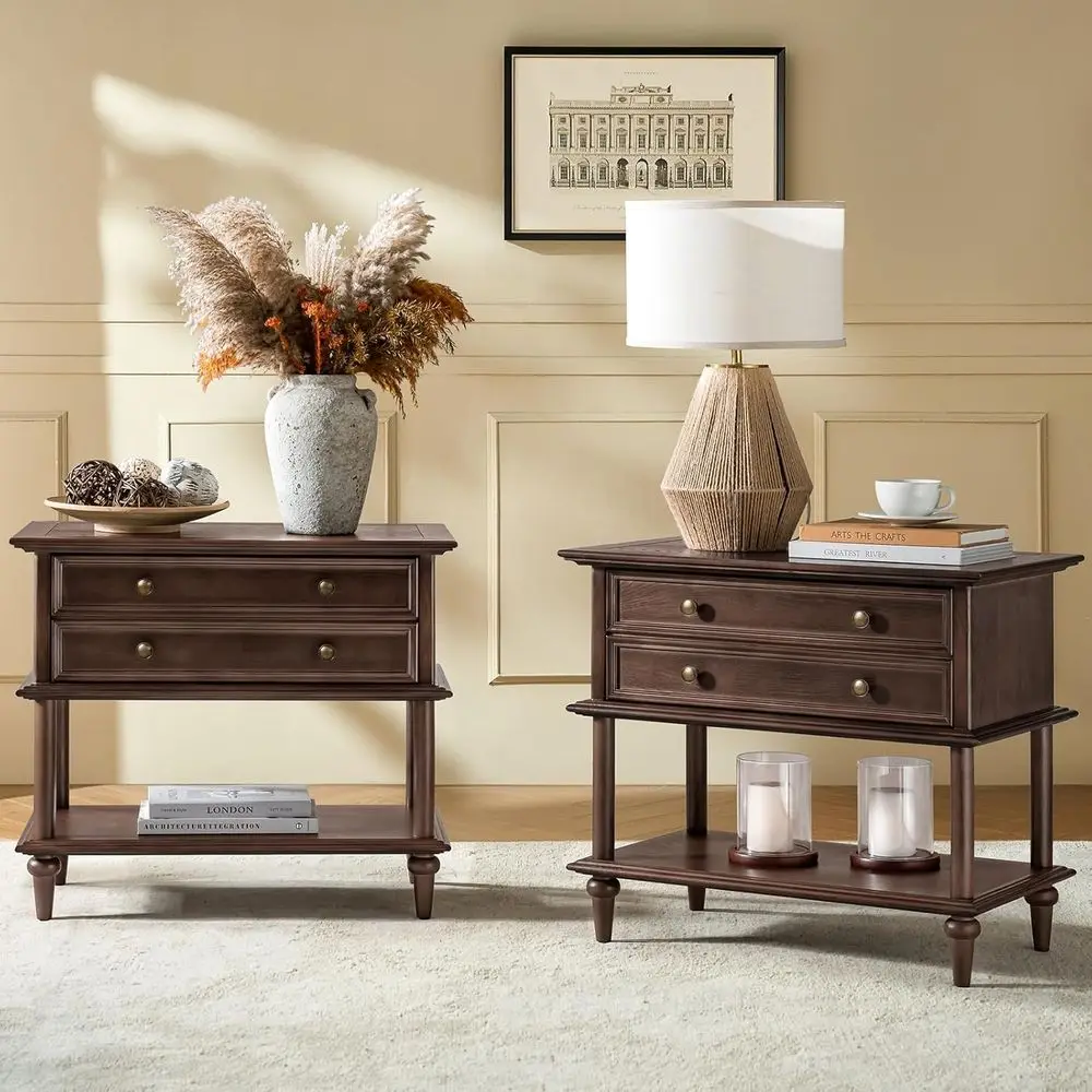 2-Piece Nightstand Set with Drawer & Open Shelf, Natural Wood End Table, 28.4 Wide Sofa Side Table with Charging Station (Walnut
2-Piece Nightstand Set with Drawer & Open Shelf, Natural Wood End Table, 28.4 Wide Sofa Side Table with Charging Station (Walnut