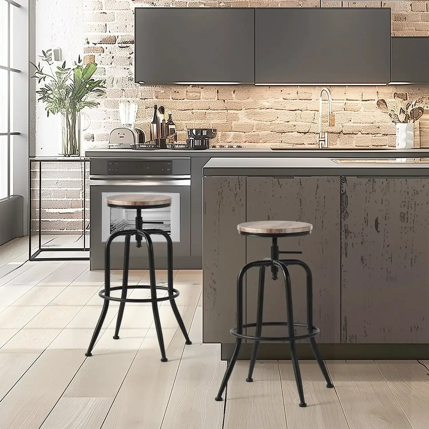 Swivel Bar Stools Set of 2, Adjustable Height Vintage for Home Kitchen Island, Oak 
Swivel Bar Stools Set of 2, Adjustable Height Vintage for Home Kitchen Island, Oak