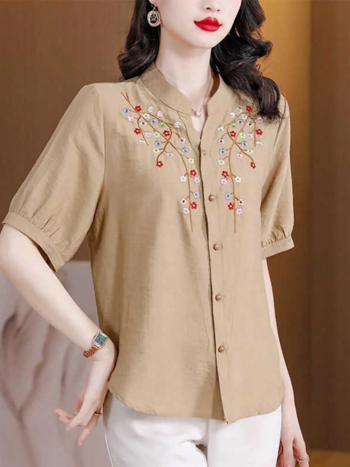New Faionable Embroidered Cotton irt Casual ort Sve Loose Large Size Ladies Top Comfortable Breathable Spring Summer
New Faionable Embroidered Cotton irt Casual ort Sve Loose Large Size Ladies Top Comfortable Breathable Spring Summer