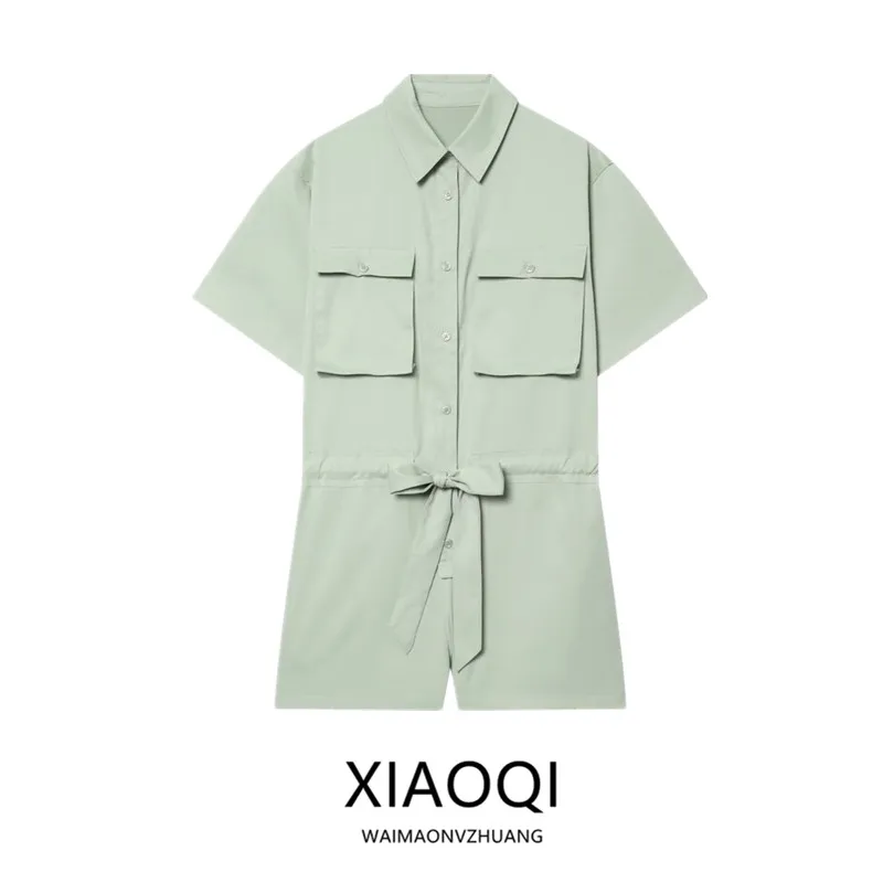 New Summer 2026 Women's Design Sense Shirt Style Belted One-Piece Pants Commute Straight Leg mid Waist Short Length Fabric
New Summer 2026 Women's Design Sense Shirt Style Belted One-Piece Pants Commute Straight Leg mid Waist Short Length Fabric