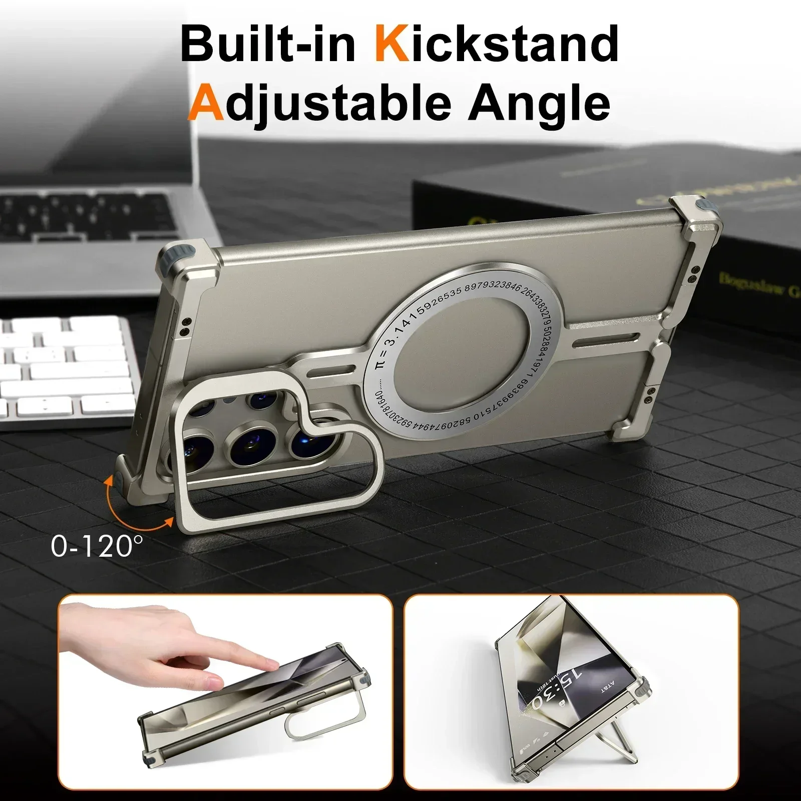 Oatsbasf Aluminum Metal for Samsung Galaxy S24 Ultra Phone Case Frameless Bumper with Camera Kickstand Magnetic Shockproof Cover
Oatsbasf Aluminum Metal for Samsung Galaxy S24 Ultra Phone Case Frameless Bumper with Camera Kickstand Magnetic Shockproof Cover
