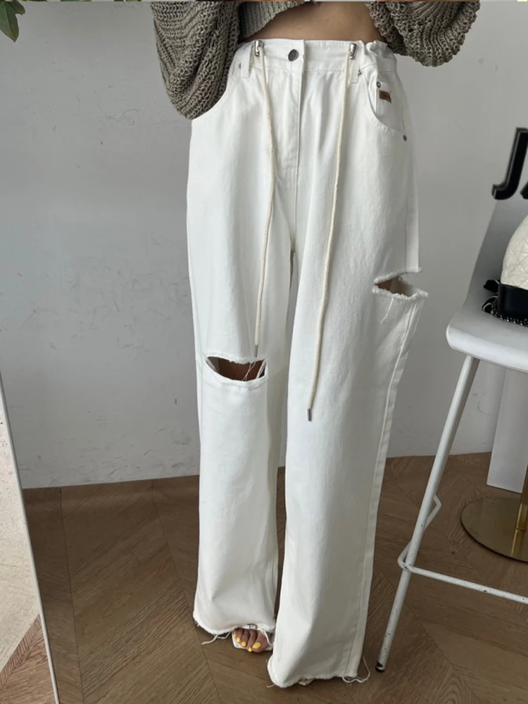 Women's Denim Jeans High Waist Straight Leg Long Pants Torn Hole Design Wide Leg Loose Fit Versatile Spring Faion Trend
Women's Denim Jeans High Waist Straight Leg Long Pants Torn Hole Design Wide Leg Loose Fit Versatile Spring Faion Trend