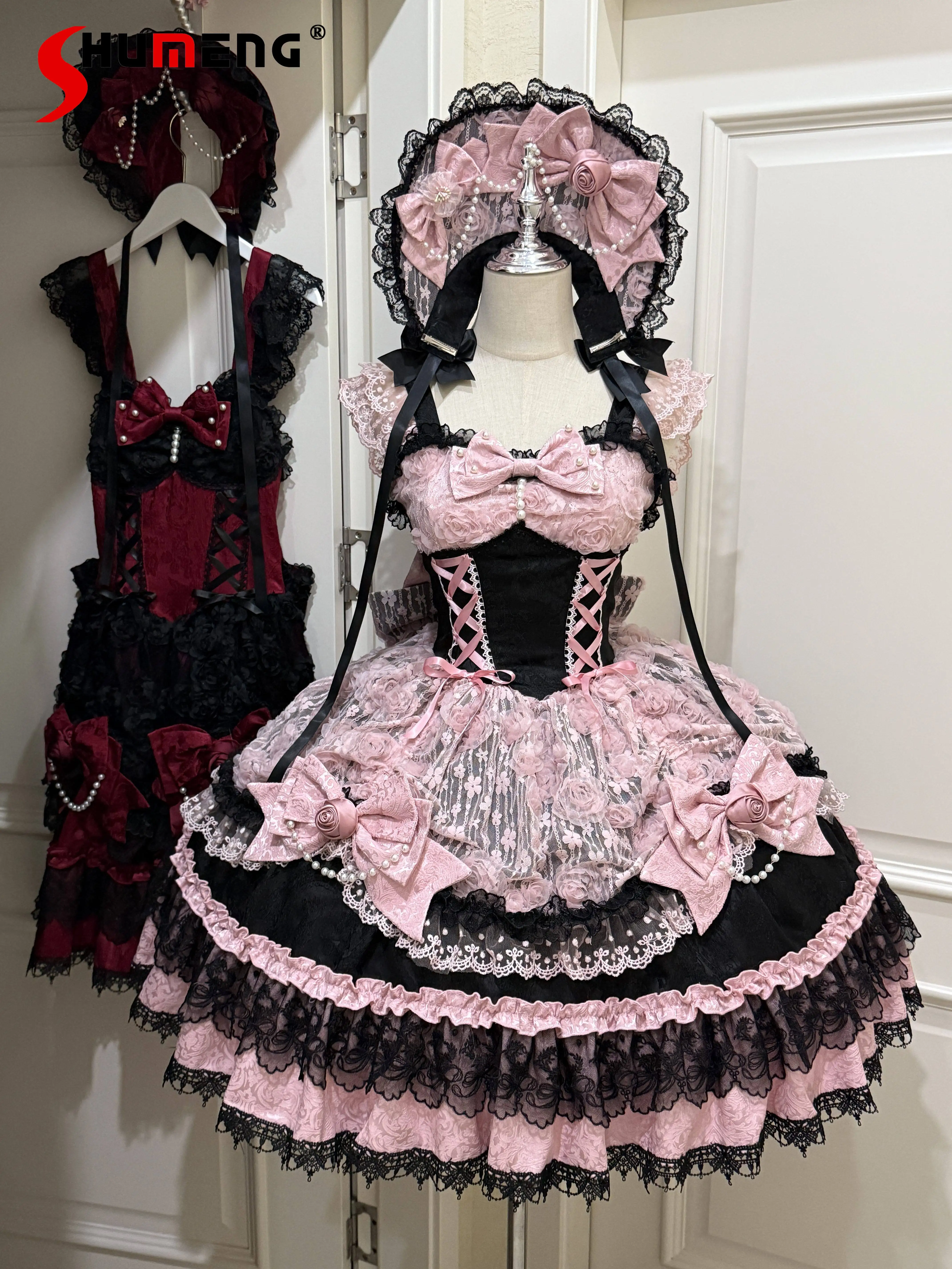 Gothic Pink Lolita Dress for Women Vestidos Summer New Japanese Sweet Girls Bow Lace Edge Short Dress Princess Birthday Dress
Gothic Pink Lolita Dress for Women Vestidos Summer New Japanese Sweet Girls Bow Lace Edge Short Dress Princess Birthday Dress