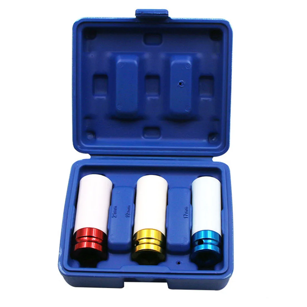 Wheel Protection Sleeve Nut Socket Set 17mm 19mm 21mm Prevent Damage to Car Wheels & Bolts Anodized Metal 3pcs
Wheel Protection Sleeve Nut Socket Set 17mm 19mm 21mm Prevent Damage to Car Wheels & Bolts Anodized Metal 3pcs