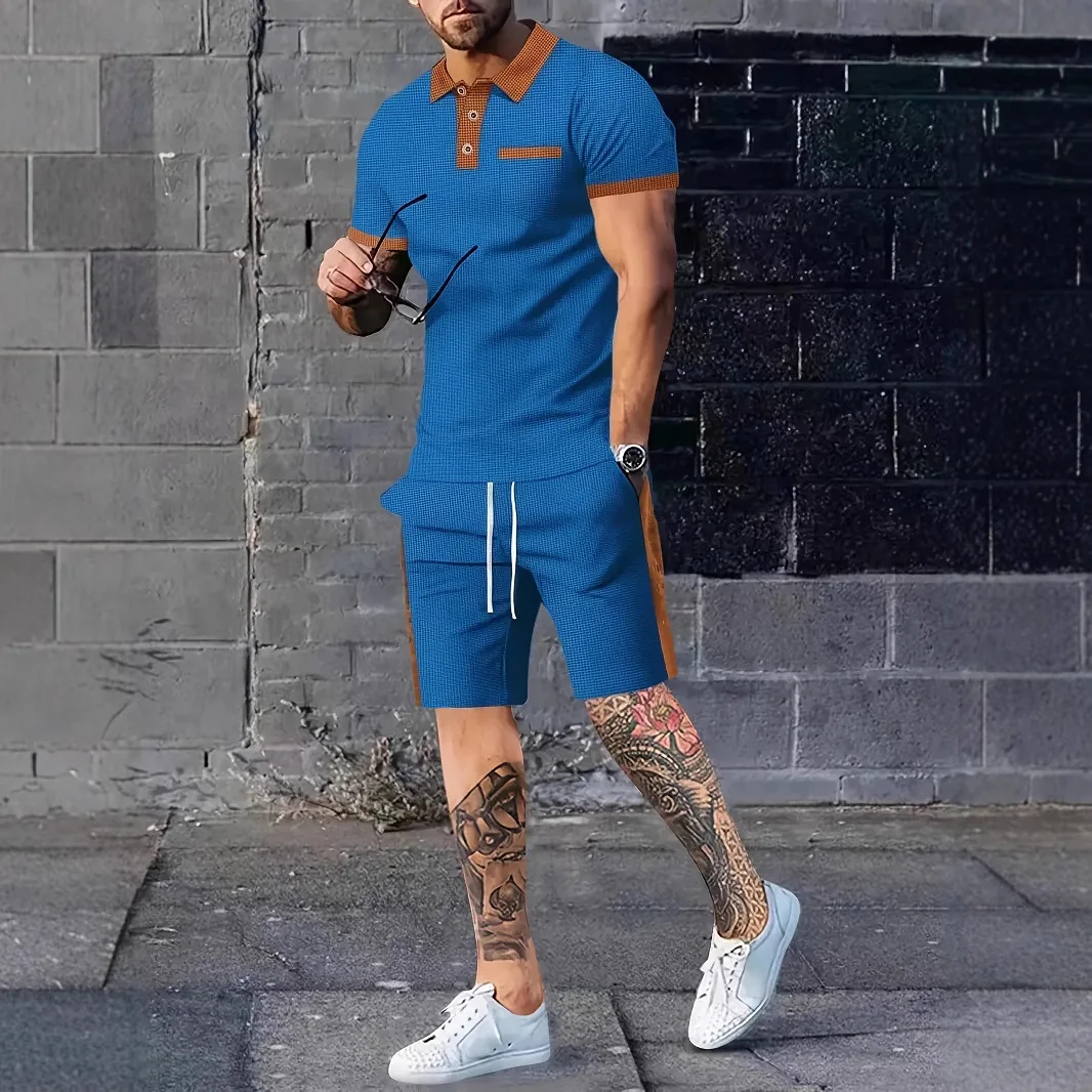 2025 Summer Men's New Waffle Color Blocked Short Sleeved Shorts Two-piece Set Casual and Simple Temperament Commuting Set
2025 Summer Men's New Waffle Color Blocked Short Sleeved Shorts Two-piece Set Casual and Simple Temperament Commuting Set