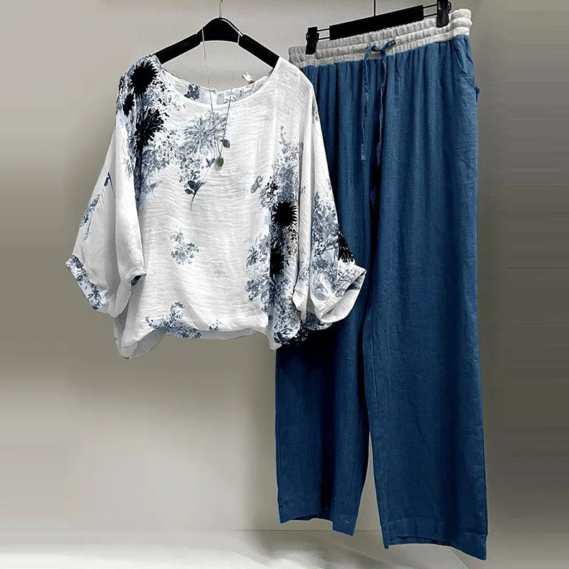 Two Piece Set Women Outifit Fashion Floral Print Long Sleeve O Neck Blouse + Wide Leg Pants Sets Lady Spring Loose Trousers Suit
Two Piece Set Women Outifit Fashion Floral Print Long Sleeve O Neck Blouse + Wide Leg Pants Sets Lady Spring Loose Trousers Suit