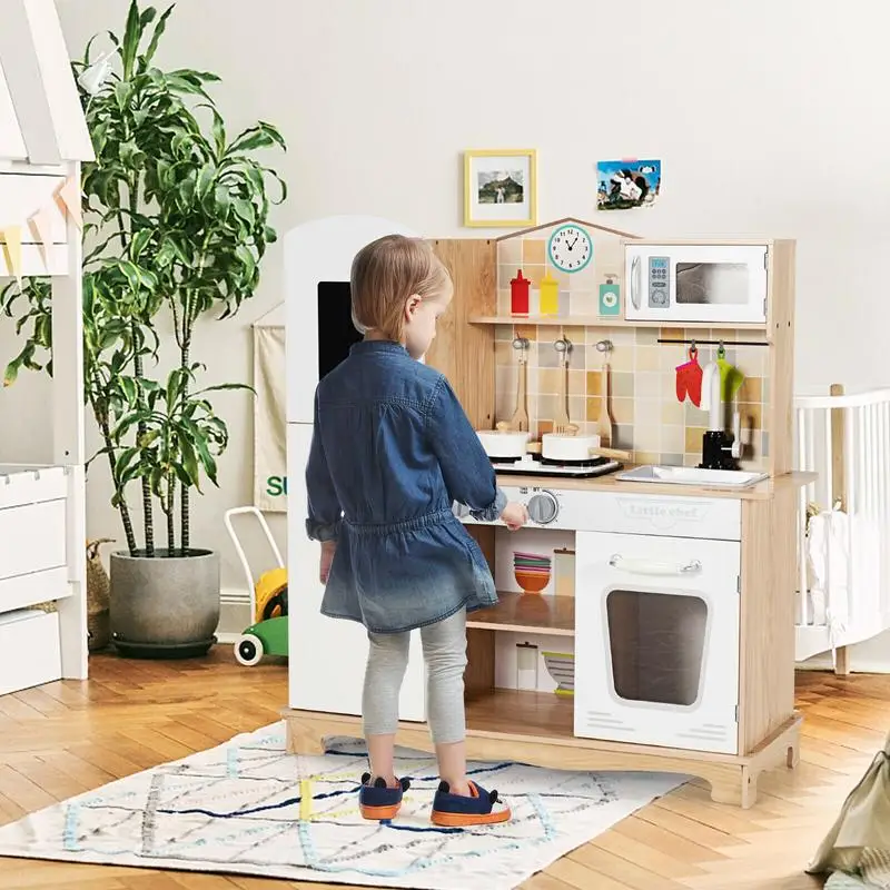 Wooden Kids Pretend Kitchen Playset Cooking Play Toy with Utensils and Sound
Wooden Kids Pretend Kitchen Playset Cooking Play Toy with Utensils and Sound