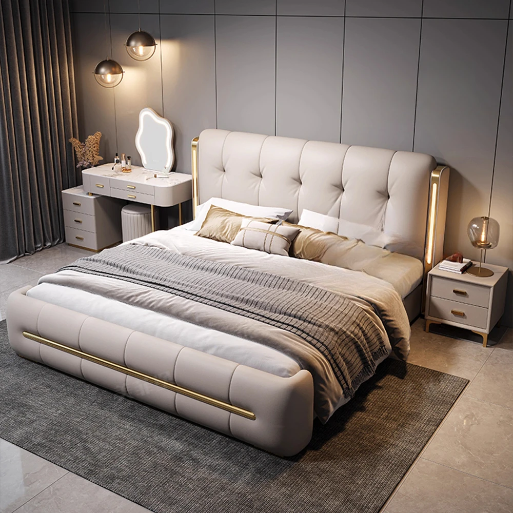 Luxury Bedroom Frames Bed Storage Leather Unique French 180x200 Bed Modern Queen Headboard Mobilier Maison Home Decoration
Luxury Bedroom Frames Bed Storage Leather Unique French 180x200 Bed Modern Queen Headboard Mobilier Maison Home Decoration