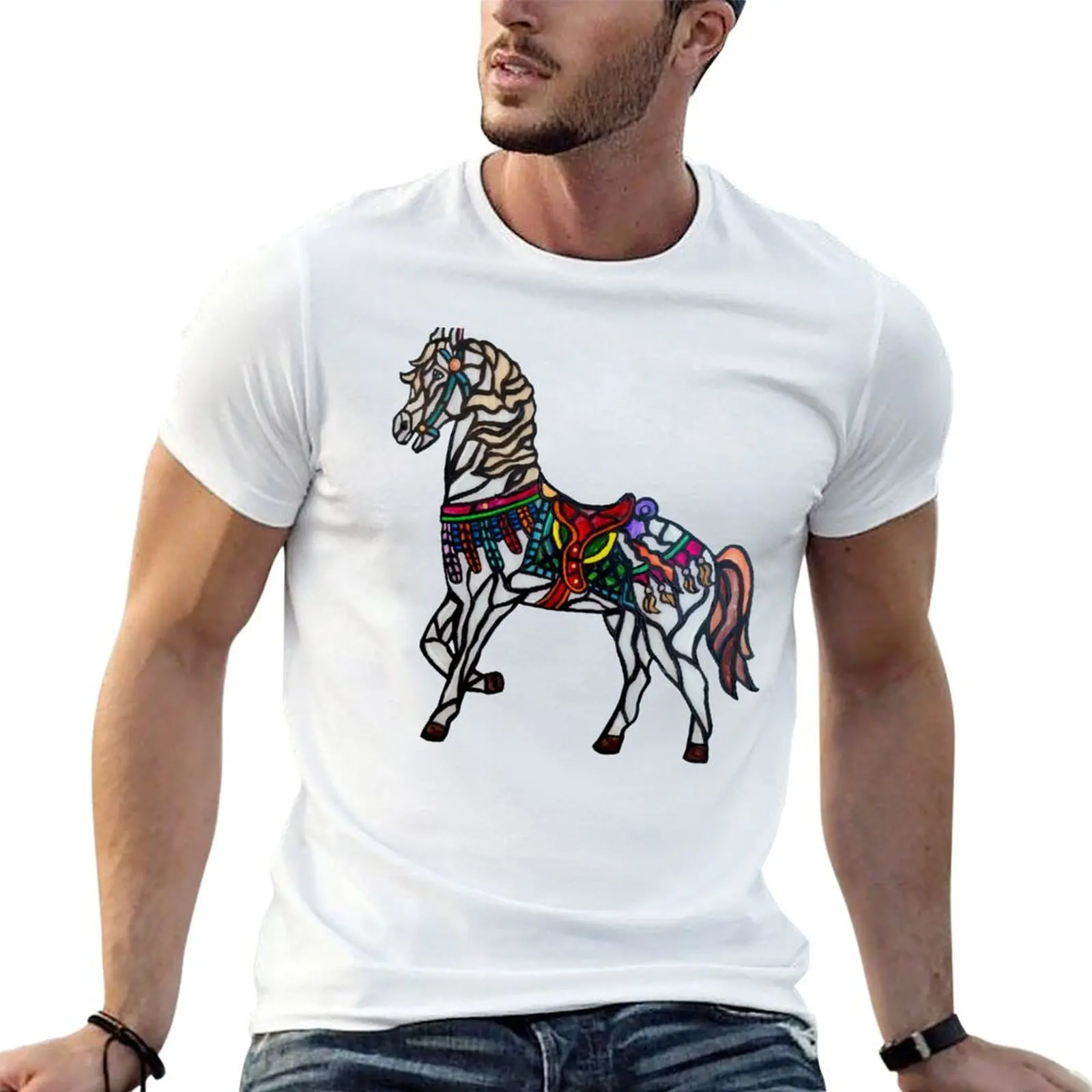 Elegant Stained Glass Merry Go Round Horse T-Shirt t shirt man cotton printed t shirts for man T-Shirt
Elegant Stained Glass Merry Go Round Horse T-Shirt t shirt man cotton printed t shirts for man T-Shirt