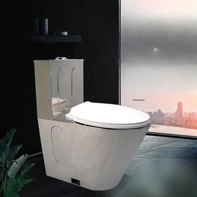 Stainless steel water tank toilet, flush around, water-saving and deodorant 304 stainless steel toilet.
Stainless steel water tank toilet, flush around, water-saving and deodorant 304 stainless steel toilet.