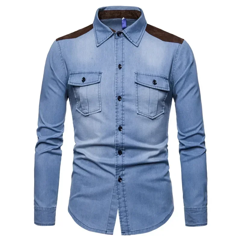 Men's Long Sleeved Casual Fashion Versatile Cotton Slim Fit Solid Color Pocket Shirt Denim Shirt
Men's Long Sleeved Casual Fashion Versatile Cotton Slim Fit Solid Color Pocket Shirt Denim Shirt