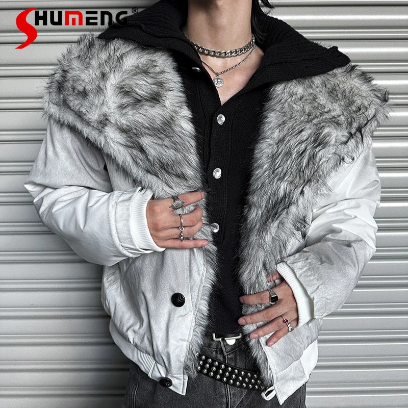 Men's Trendy Cotton Jackets 2025 Winter Warm Furry Collar Loose Outerwear Cotton Coats Male Long Sleeve Pocket Decoration Parkas
Men's Trendy Cotton Jackets 2025 Winter Warm Furry Collar Loose Outerwear Cotton Coats Male Long Sleeve Pocket Decoration Parkas