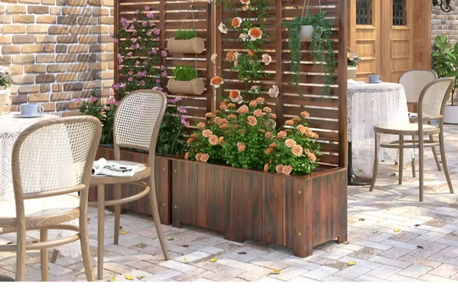 Antiseptic wood screen partition louver flower stand courtyard balcony flower box
Antiseptic wood screen partition louver flower stand courtyard balcony flower box