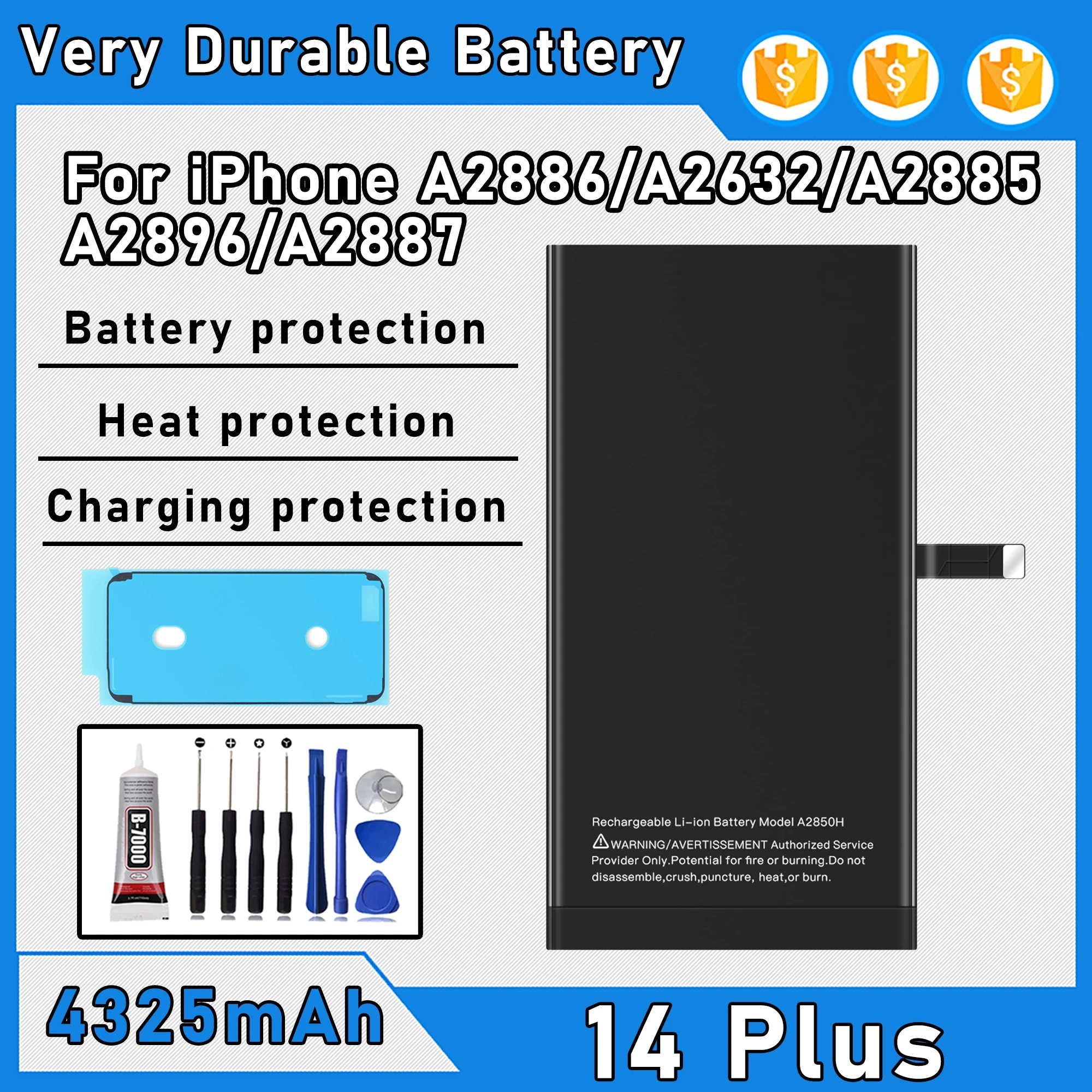 100% 0 Cycle High Capacity Battery For iPhone 14 Plus/A2886/A2632/A2885 Phone Bateria+Free Tool Kit
100% 0 Cycle High Capacity Battery For iPhone 14 Plus/A2886/A2632/A2885 Phone Bateria+Free Tool Kit