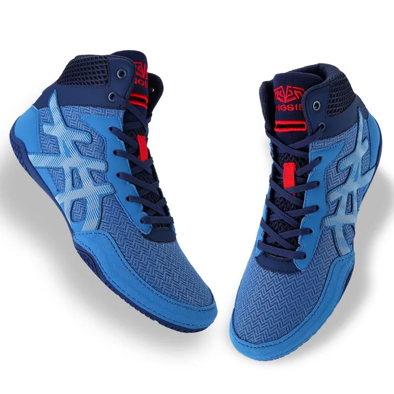 Mid-top men's and women's blue boxing sneakers breathable, lightweight and comfortable suitable for wrestling, combat sports etc
Mid-top men's and women's blue boxing sneakers breathable, lightweight and comfortable suitable for wrestling, combat sports etc