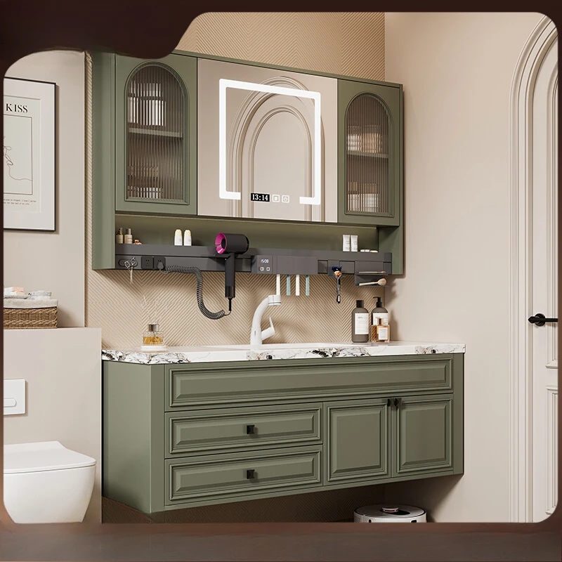 American bathroom cabinet combination rock slab seamless integrated basin French bathroom solid wood washstand face wash basin c
American bathroom cabinet combination rock slab seamless integrated basin French bathroom solid wood washstand face wash basin c