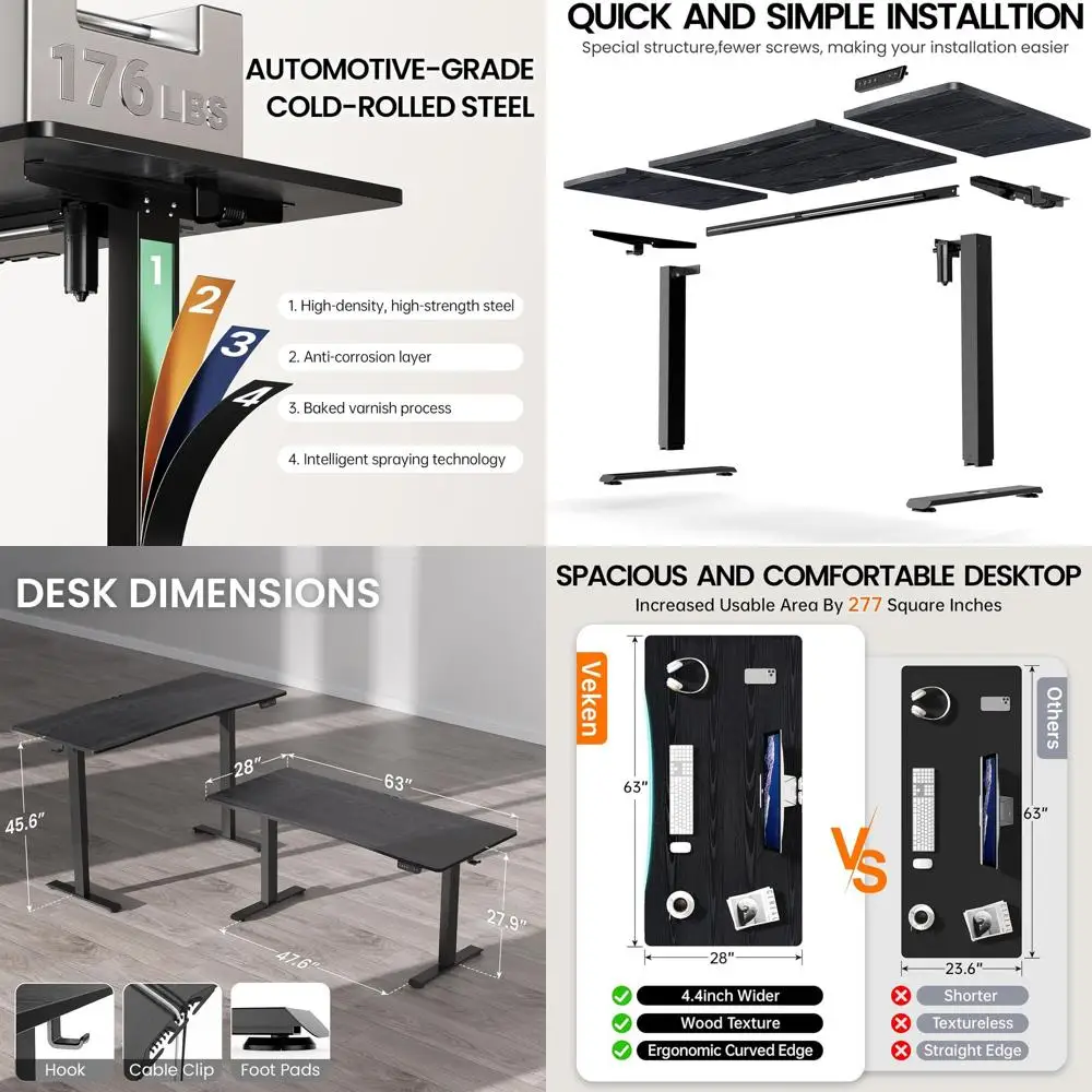 63 x 28 Inch Electric Standing Desk with Adjustable Height, Sit to Stand Computer Table or Study, Work or Gaming, Home Oice Desk
63 x 28 Inch Electric Standing Desk with Adjustable Height, Sit to Stand Computer Table or Study, Work or Gaming, Home Oice Desk