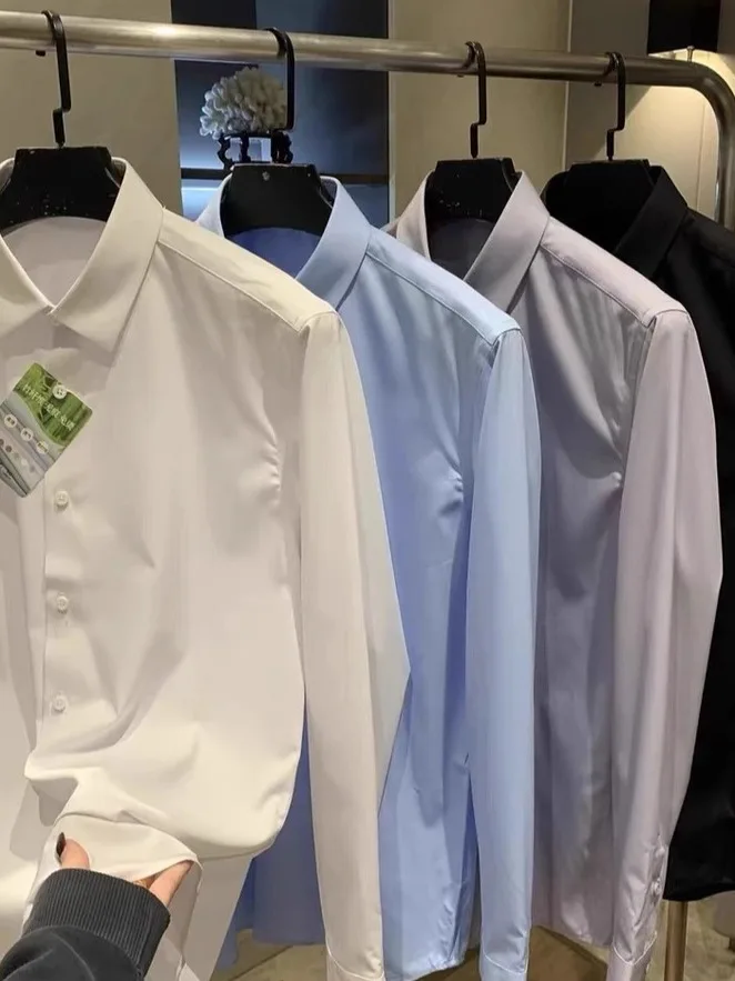 Шелковистая гладкая мужская рубашка с длинным рукавом против морщин, универсальная, для бизнеса и повседневной носки, весна-осень, новинка
Шелковистая гладкая мужская рубашка с длинным рукавом против морщин, универсальная, для бизнеса и повседневной носки, весна-осень, новинка