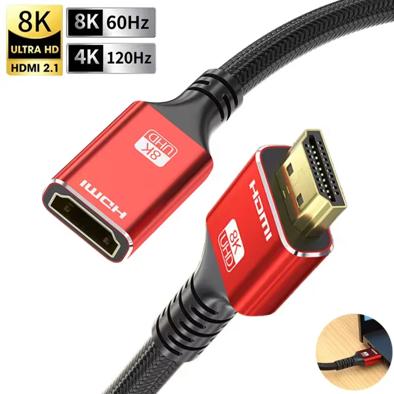 8K@60Hz HDMI 2.1 Cable 48Gbps High-Speed 4K@120Hz Male to Female HDMI-compatible Extension Cable HDR For PC TV Laptop Projector
8K@60Hz HDMI 2.1 Cable 48Gbps High-Speed 4K@120Hz Male to Female HDMI-compatible Extension Cable HDR For PC TV Laptop Projector