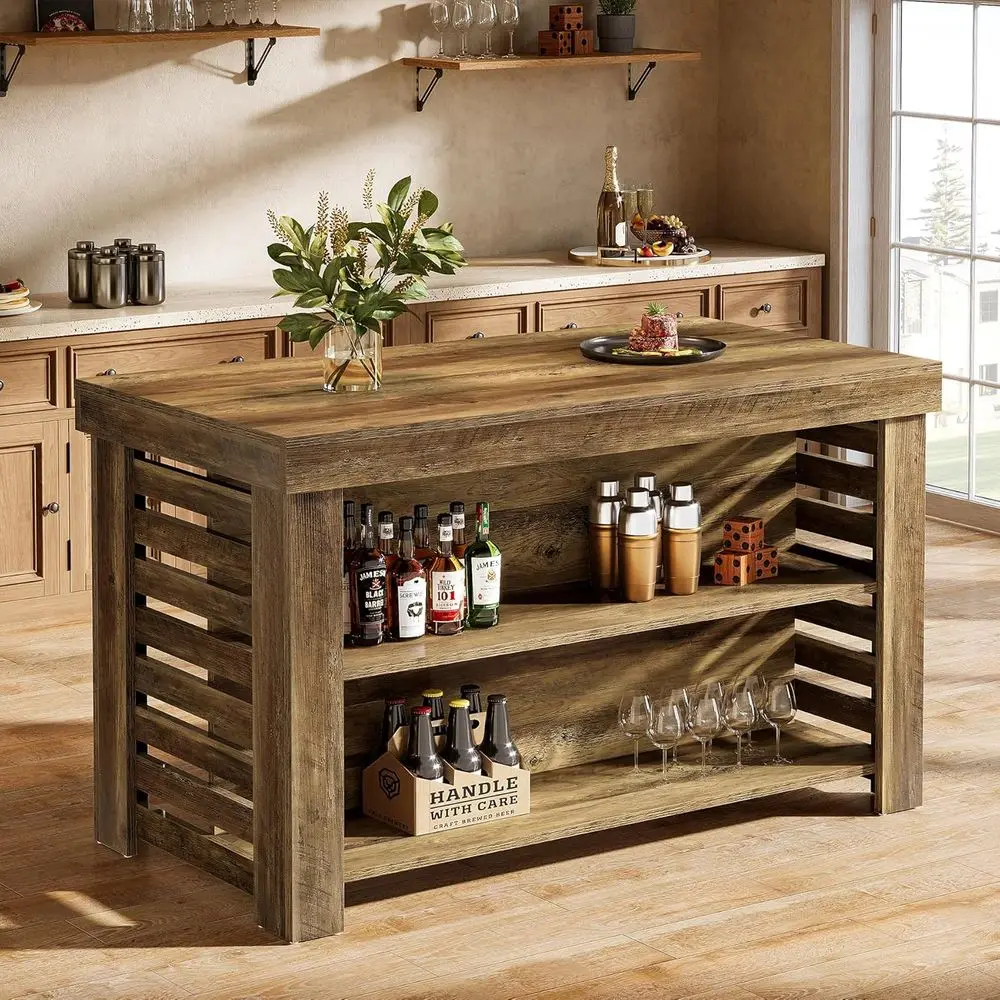 55 Kitchen Island with Seating, Storage, and Large Work Surface, 3-Tier Wooden Stationary Island Table, Coffee Bar with Shelves,
55 Kitchen Island with Seating, Storage, and Large Work Surface, 3-Tier Wooden Stationary Island Table, Coffee Bar with Shelves,