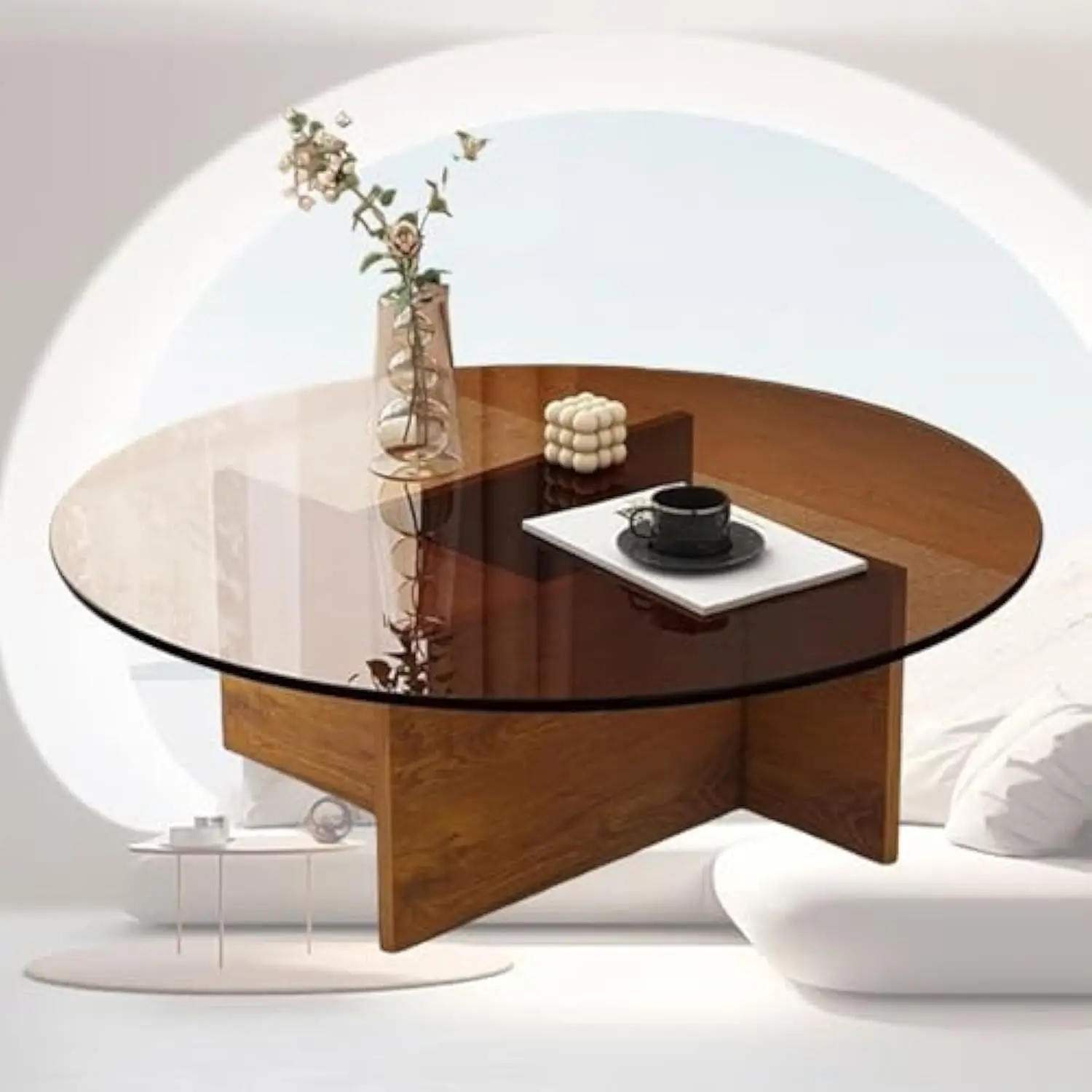 New Version Round Coffee Table, Modern Glass Coffee Table, Mid Century Modern Coffee Table with Tempered Glass Top, Large Circl
New Version Round Coffee Table, Modern Glass Coffee Table, Mid Century Modern Coffee Table with Tempered Glass Top, Large Circl