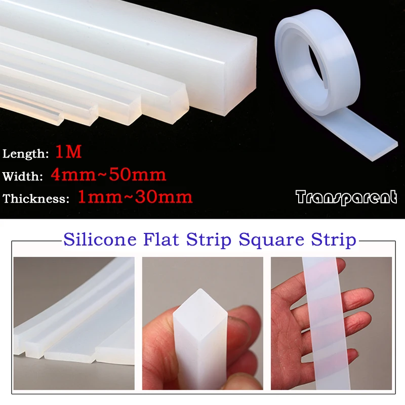 1M T: 1~30mm Transparent Silicone Flat Square Strip Weatherstrip Solid Silicone Rubber High Temperature Sealing Strip Resistant
1M T: 1~30mm Transparent Silicone Flat Square Strip Weatherstrip Solid Silicone Rubber High Temperature Sealing Strip Resistant