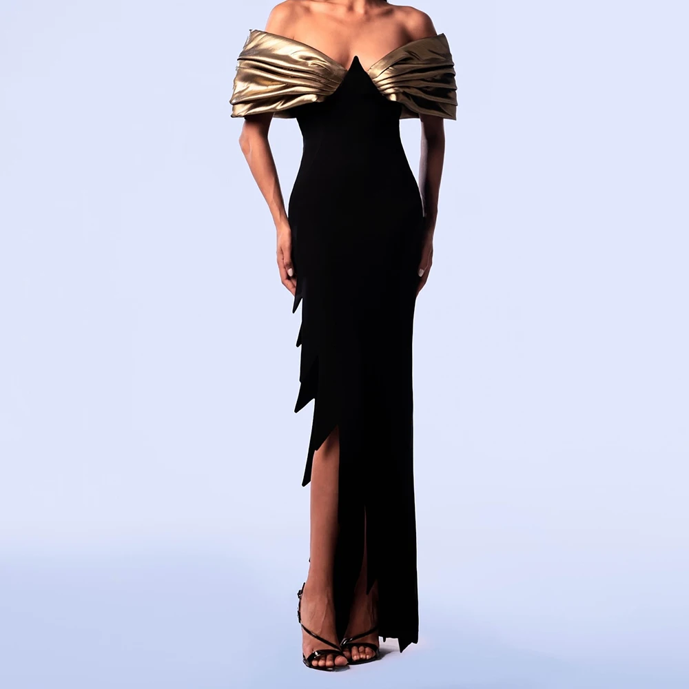 Customized Luxury Jersey Straight Off the Shoulder Side Slit Evening Dress High Quality Floor Length vestidos para mujer
Customized Luxury Jersey Straight Off the Shoulder Side Slit Evening Dress High Quality Floor Length vestidos para mujer