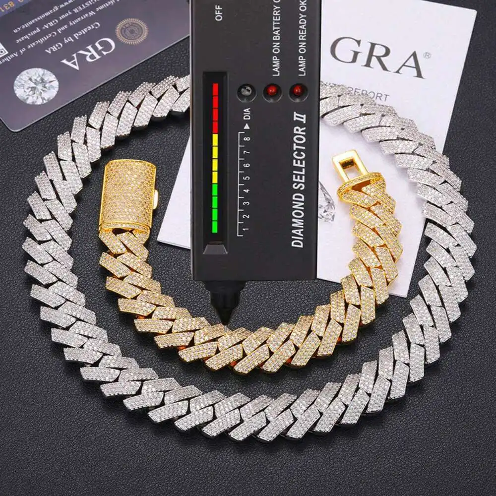 Custom 16mm 925 Sterling Silver Vvs Moissanite Diamond Heavy Iced Out Cuban Link Chain Necklace for Men Rapper 10k 14k Gold
Custom 16mm 925 Sterling Silver Vvs Moissanite Diamond Heavy Iced Out Cuban Link Chain Necklace for Men Rapper 10k 14k Gold