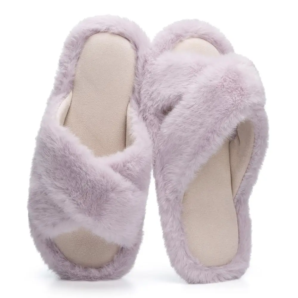 Women's Fuzzy Slippers Cross Band Slippers for Women House Shoes for Women Memory Foam Open Toe Quiet
Women's Fuzzy Slippers Cross Band Slippers for Women House Shoes for Women Memory Foam Open Toe Quiet