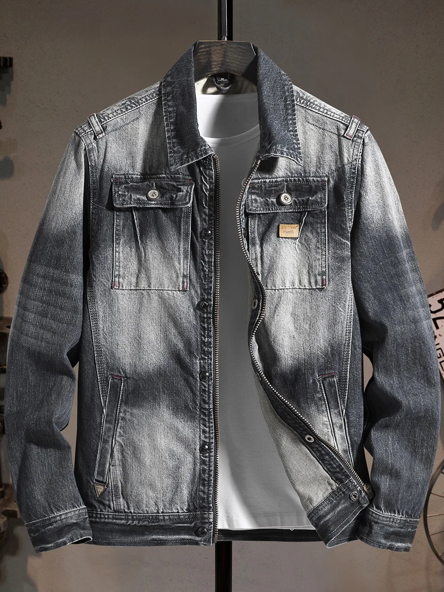 Retro Denim Jaet Men's Korean Sle Faion Elastic Slim Fit Youth ort Sve Long Sve Casual Workwear Jaet
Retro Denim Jaet Men's Korean Sle Faion Elastic Slim Fit Youth ort Sve Long Sve Casual Workwear Jaet