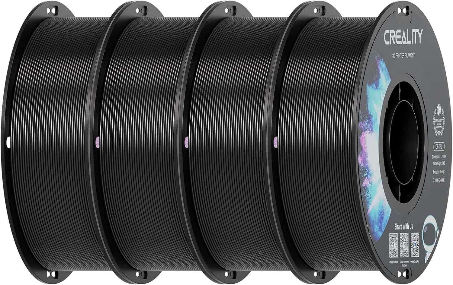 Flexible TPU Filament 1.75mm 4kg, 95A Shore Hardness, High Resilience & Elastic, Soft Adhesive Material for 3D Printers, 1kg(2.2lbs) per Spool
Flexible TPU Filament 1.75mm 4kg, 95A Shore Hardness, High Resilience & Elastic, Soft Adhesive Material for 3D Printers, 1kg(2.2lbs) per Spool