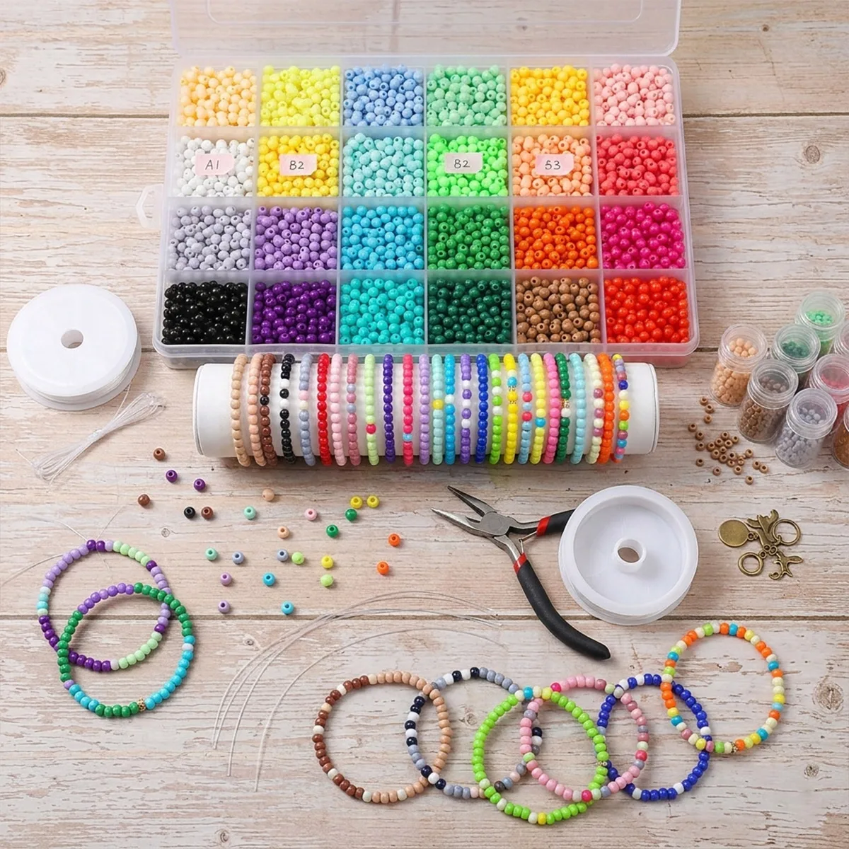 3600pcs Candy Color Acrylic Beads Kit 24 Girds 4mm Solid Color Beads Set Box for DIY Jewelry Making Bracelets Necklaces Crafts
3600pcs Candy Color Acrylic Beads Kit 24 Girds 4mm Solid Color Beads Set Box for DIY Jewelry Making Bracelets Necklaces Crafts