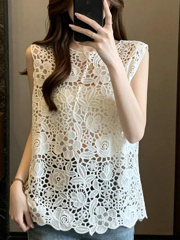 Large Size Embroidered Lace Hollow out Design Sleeveless Vest Women's Fashionable Versatile Summer New Style Slimming Top
Large Size Embroidered Lace Hollow out Design Sleeveless Vest Women's Fashionable Versatile Summer New Style Slimming Top