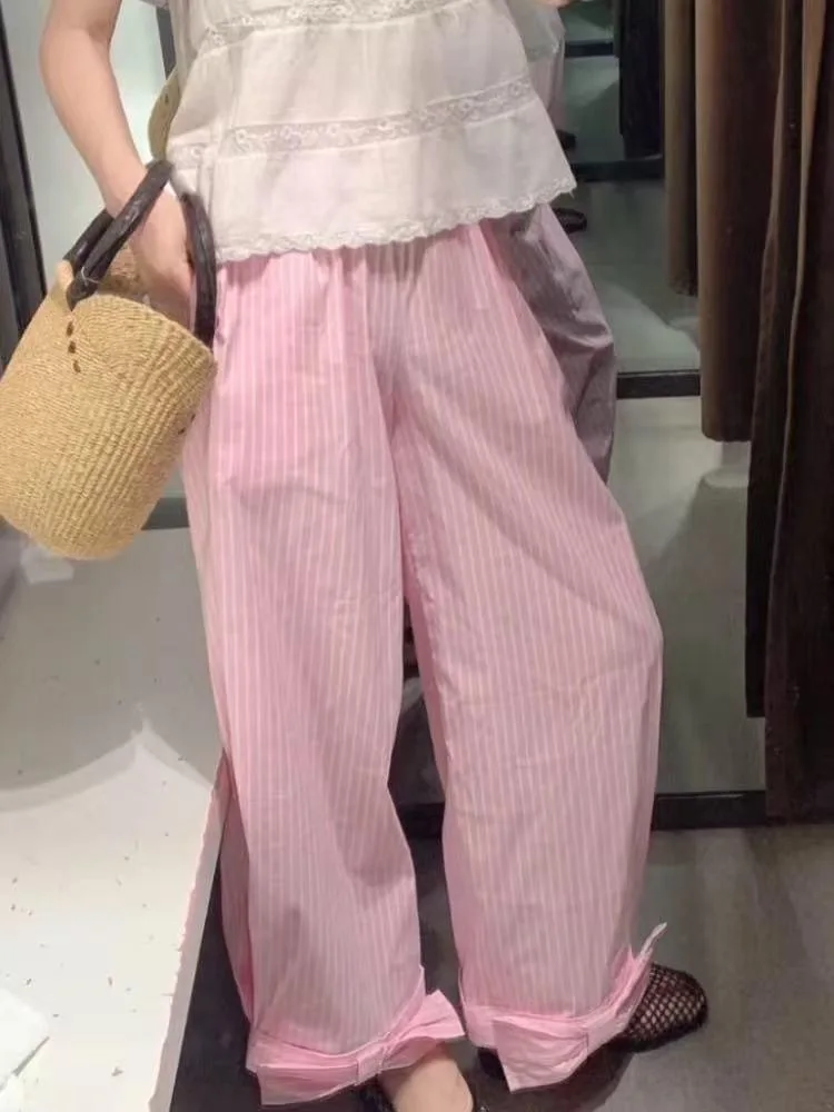 Loose Striped Long Pants Women's Summer New Style Casual High Waist Wide Leg Pants Pink Korean Version Lazy Walking Sensation
Loose Striped Long Pants Women's Summer New Style Casual High Waist Wide Leg Pants Pink Korean Version Lazy Walking Sensation