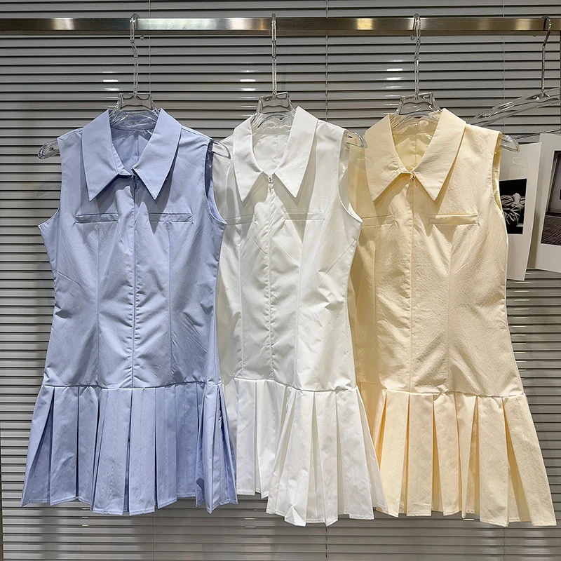 2025 Summer New Arrival Dress Women Tank Vestido Sleeveless Polo Collar Pleated Elegant Commute Temperament Short Shirt
2025 Summer New Arrival Dress Women Tank Vestido Sleeveless Polo Collar Pleated Elegant Commute Temperament Short Shirt