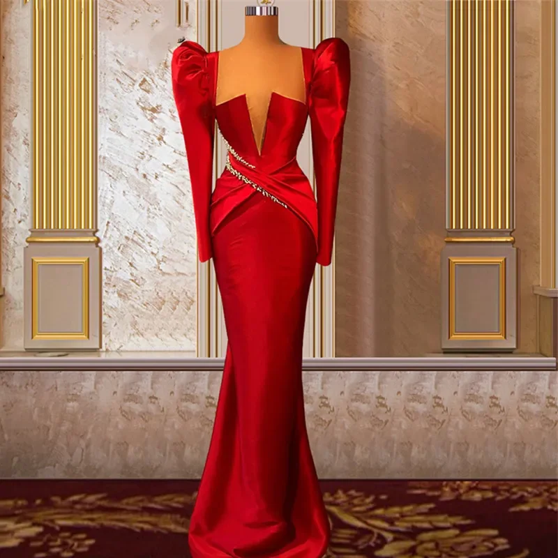 Luxury Women's Evening dress Sexy Mermaid long sleeve backless dress with hip wrap Cocktail Formal Occasion Ball party dress
Luxury Women's Evening dress Sexy Mermaid long sleeve backless dress with hip wrap Cocktail Formal Occasion Ball party dress