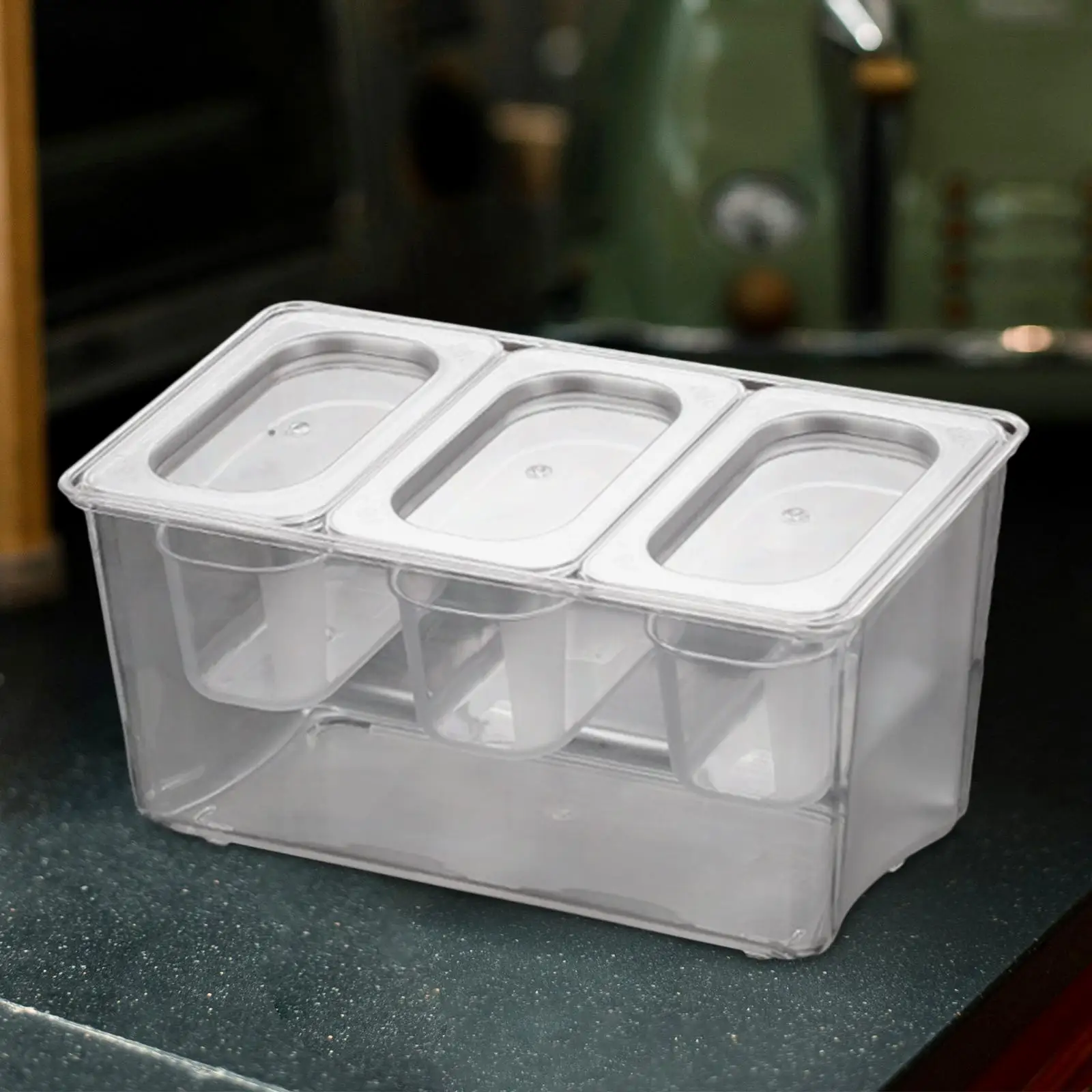Chilled Condiment Server Tray Removable Compartments for Bar Hot Dog Station
Chilled Condiment Server Tray Removable Compartments for Bar Hot Dog Station