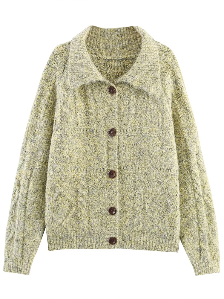 European style new women's fashion versatile temperament lapel knitted cardigan floral sweater jacket 
European style new women's fashion versatile temperament lapel knitted cardigan floral sweater jacket