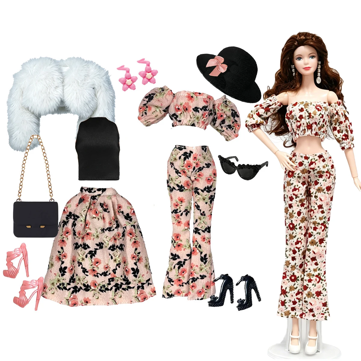 French Elegant Floral Print Plush Coat+Vest+Half Skirt+Shoes+Handbag Set For 1/6 Babi Xianxian Supermodel Doll Clothes Parts
French Elegant Floral Print Plush Coat+Vest+Half Skirt+Shoes+Handbag Set For 1/6 Babi Xianxian Supermodel Doll Clothes Parts