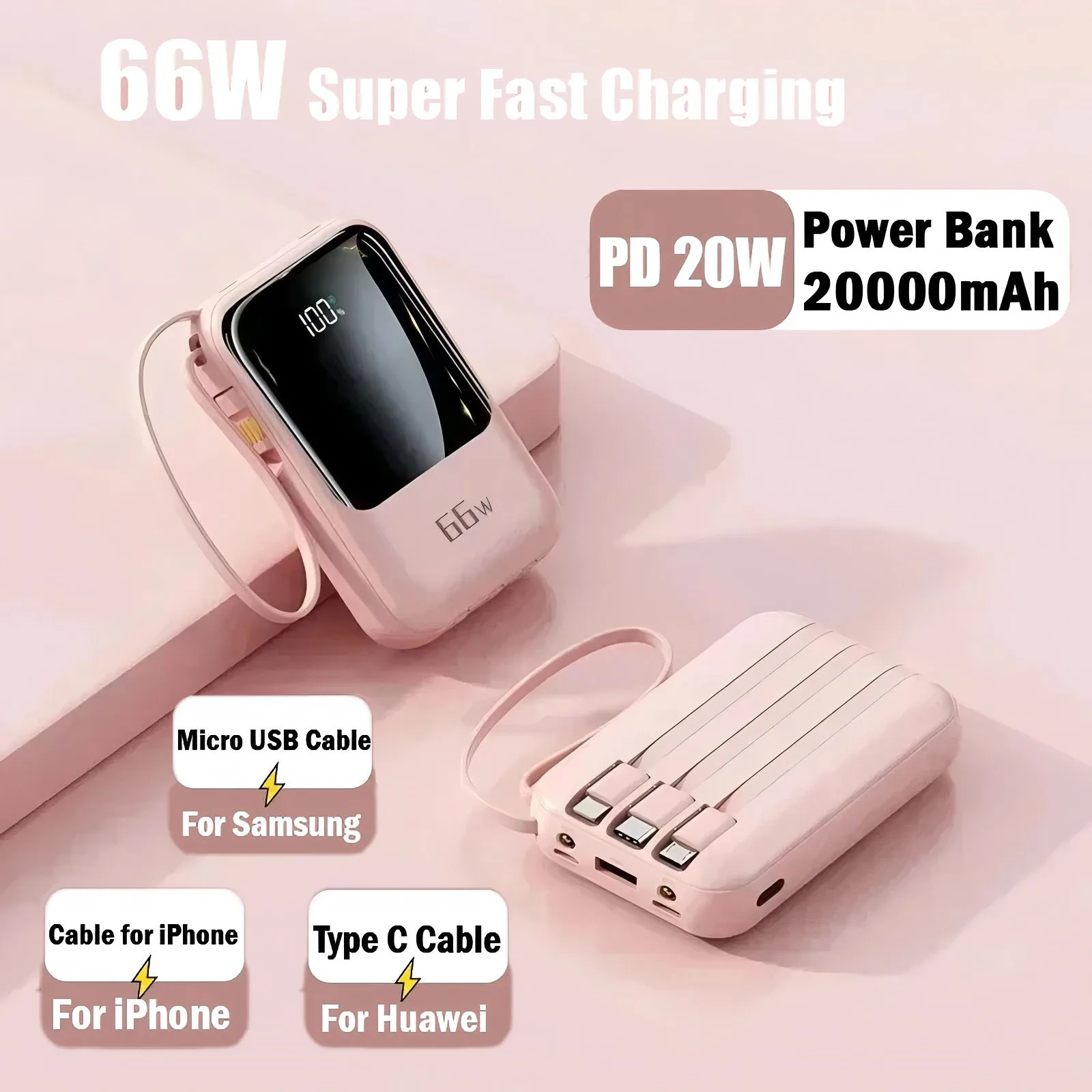 Mini Power Bank New 20000mAh 66W Super Fast Charging PD20W Portable External Battery Power Bank for IPhone Samsung Huawei Xiaomi
Mini Power Bank New 20000mAh 66W Super Fast Charging PD20W Portable External Battery Power Bank for IPhone Samsung Huawei Xiaomi