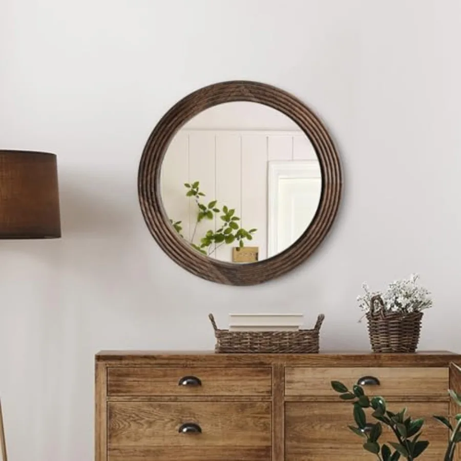 Round Mirror, Farmhouse Decor Solid Wood Frame Wall Circle Mirror, Decorative Mirrors for Bathroom Over Sink, Living Room, Entr
Round Mirror, Farmhouse Decor Solid Wood Frame Wall Circle Mirror, Decorative Mirrors for Bathroom Over Sink, Living Room, Entr