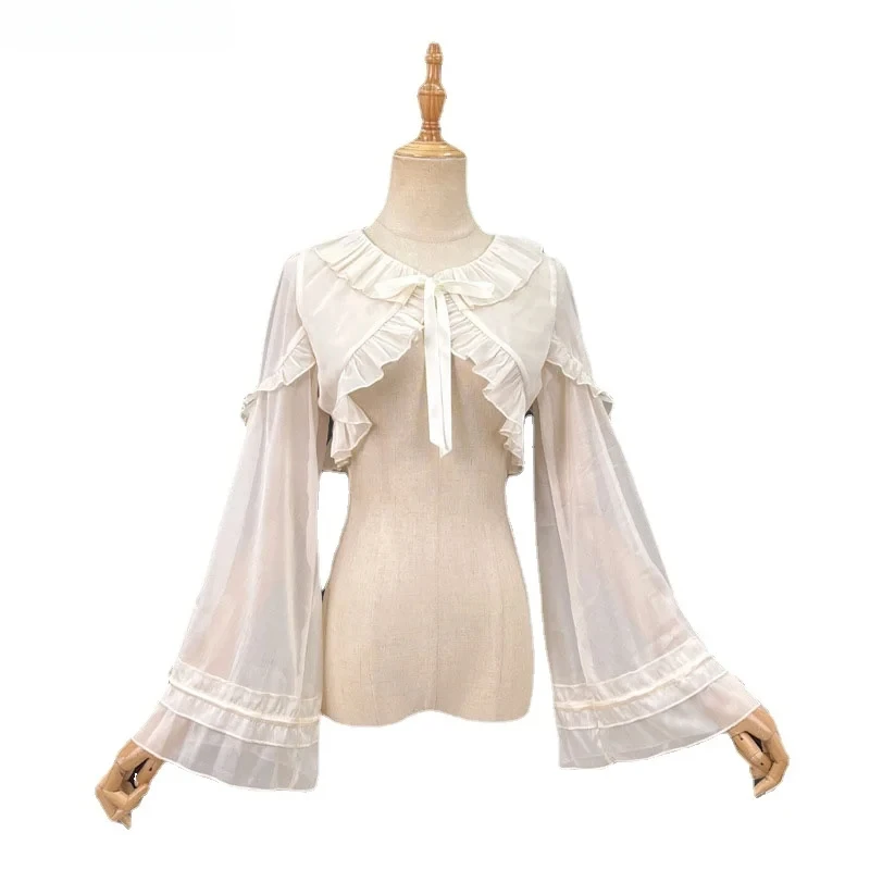 Cropped Ruffle Lace Shrug Long Sleeves Bolero Spring Summer Women Lolita Short Tops Wrap Tied Corss Chiffon Shirt For Womenl
Cropped Ruffle Lace Shrug Long Sleeves Bolero Spring Summer Women Lolita Short Tops Wrap Tied Corss Chiffon Shirt For Womenl