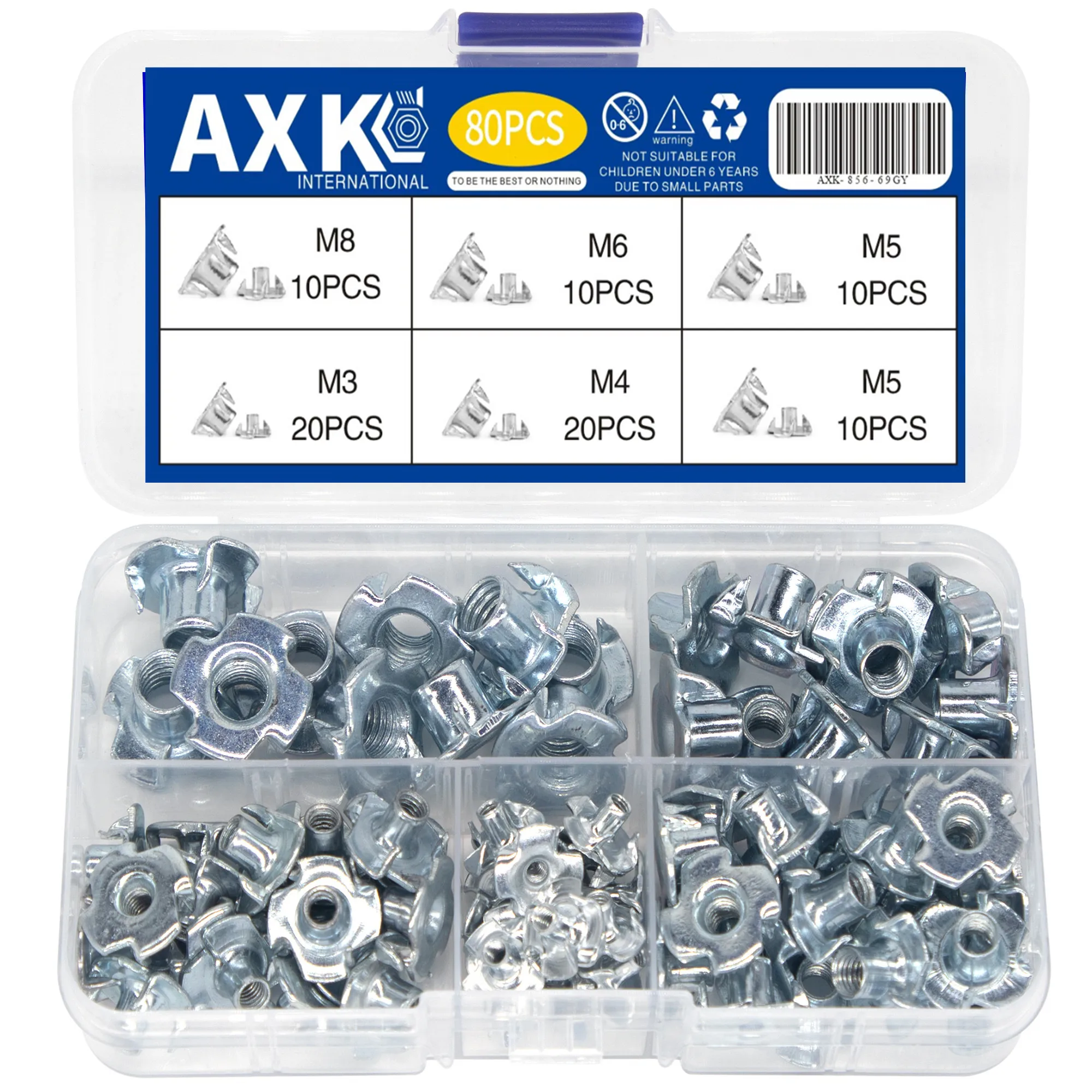 80Pcs Galvanized Four-Claw Nuts, M3 M4 M5 M6 M8 Carbon Steel Four-Point Impact Suitable For Wooden Furniture Maintenance
80Pcs Galvanized Four-Claw Nuts, M3 M4 M5 M6 M8 Carbon Steel Four-Point Impact Suitable For Wooden Furniture Maintenance